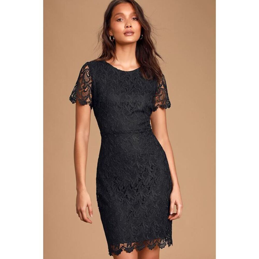 Lulus Quality Time Black Crochet Lace Mini Dress - Size XS
